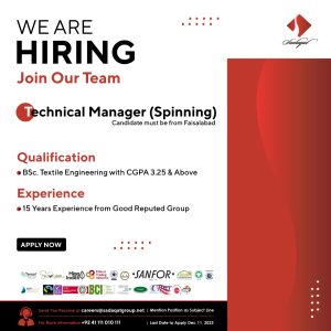 Technical Manager (Spinning)